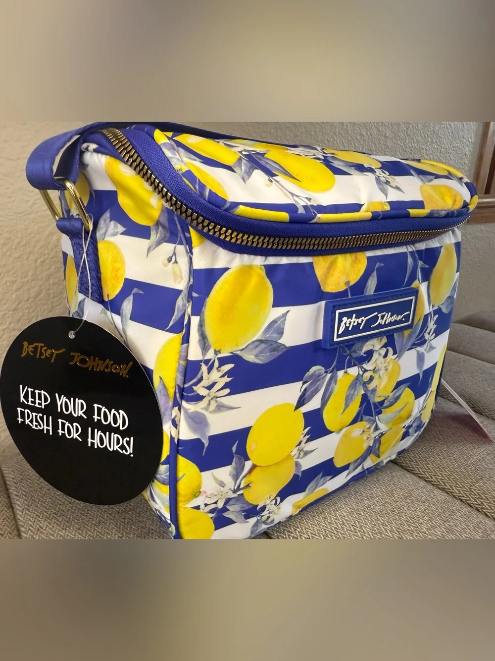 Betsey Johnson Insulted Lunch Tote, Lemon Print - Picture 5 of 15
